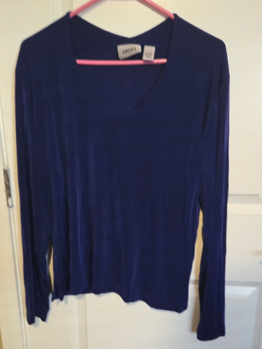 Chico's Royal Blue V-Neck Long Sleeve Top